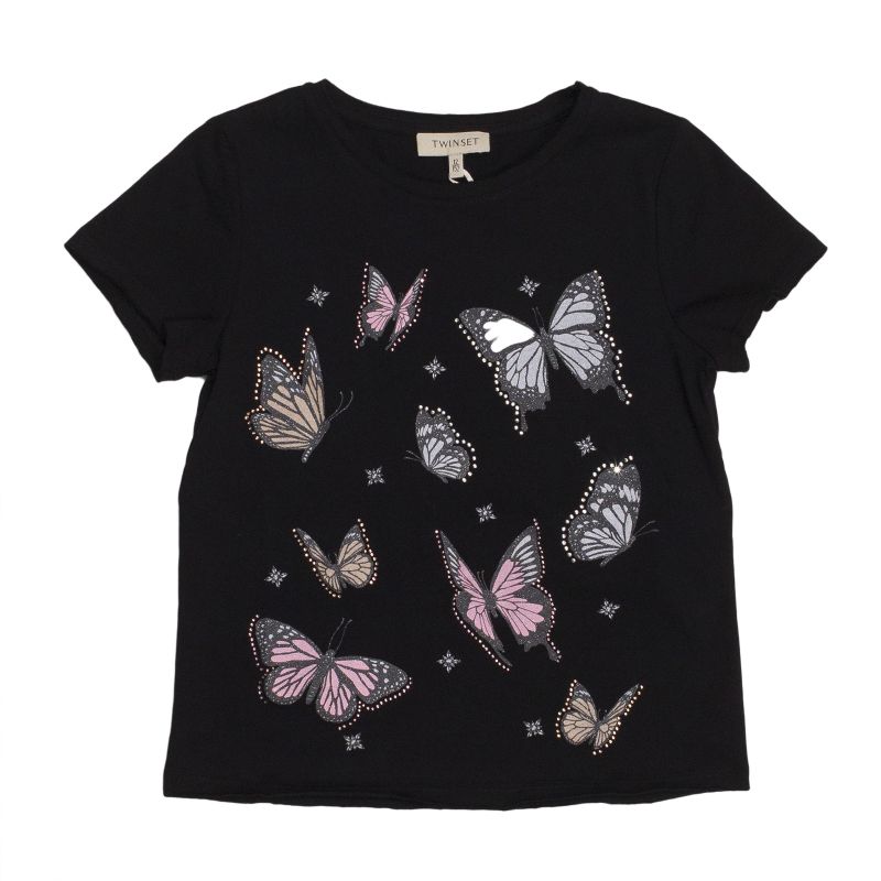 Трикотажная футболка с бабочками для девочки